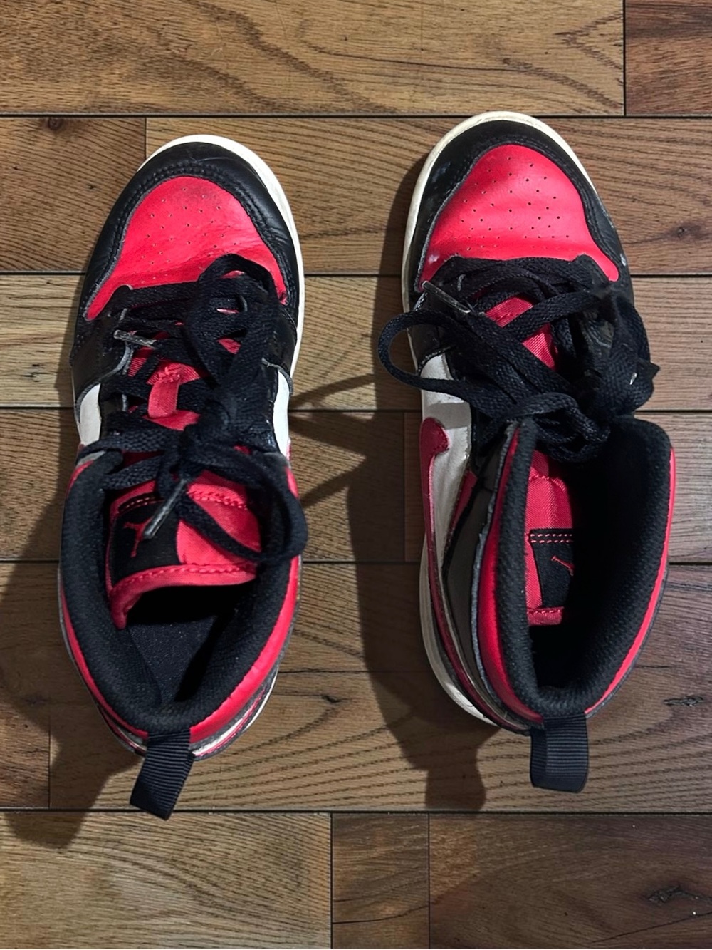 Air Jordan 1 Mid PS Kids 2Y Black Fire Red White Sneakers 640734-079